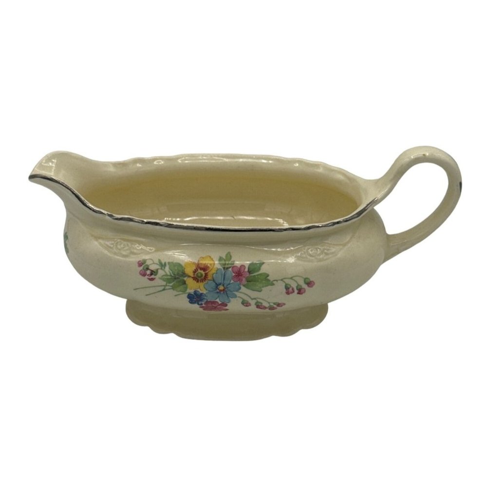 Homer Laughlin Virginia Rose Gravy Boat USA K50N8